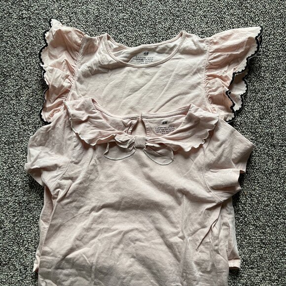 H&M Girls Soft Pink Ruffle Sailor Collar Top Shirt Lot Sz 8 10 - Picture 2 of 2